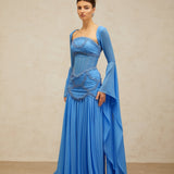 Gaëlle – Elegantní plisované maxi šaty s perlami