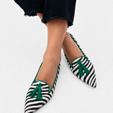 Riane – Zelené loafers se zebřím pruhem