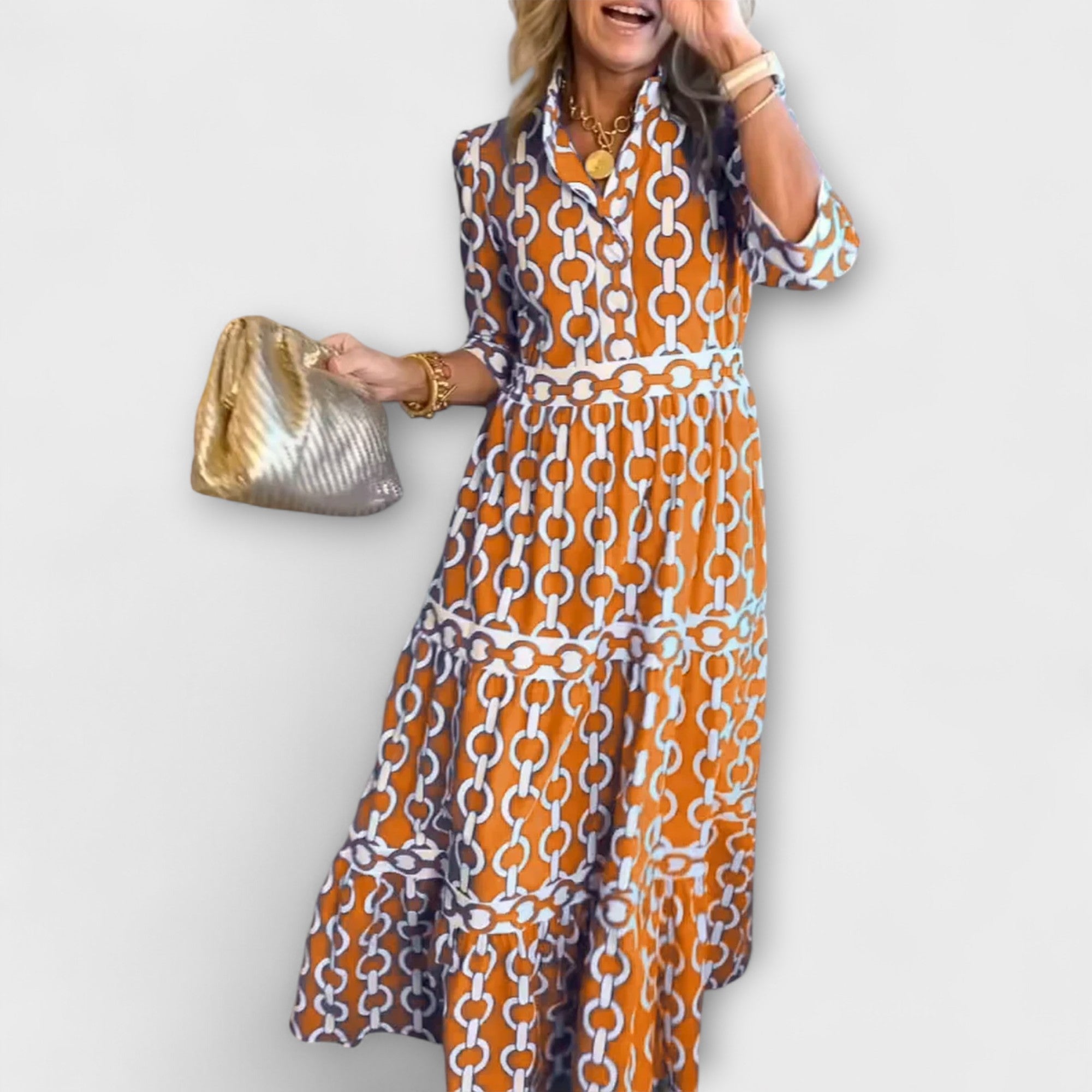 Sophia – Elegantní midi šaty s řetízky