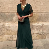 Louise – Elegantní maxi šaty s výstřihem do V