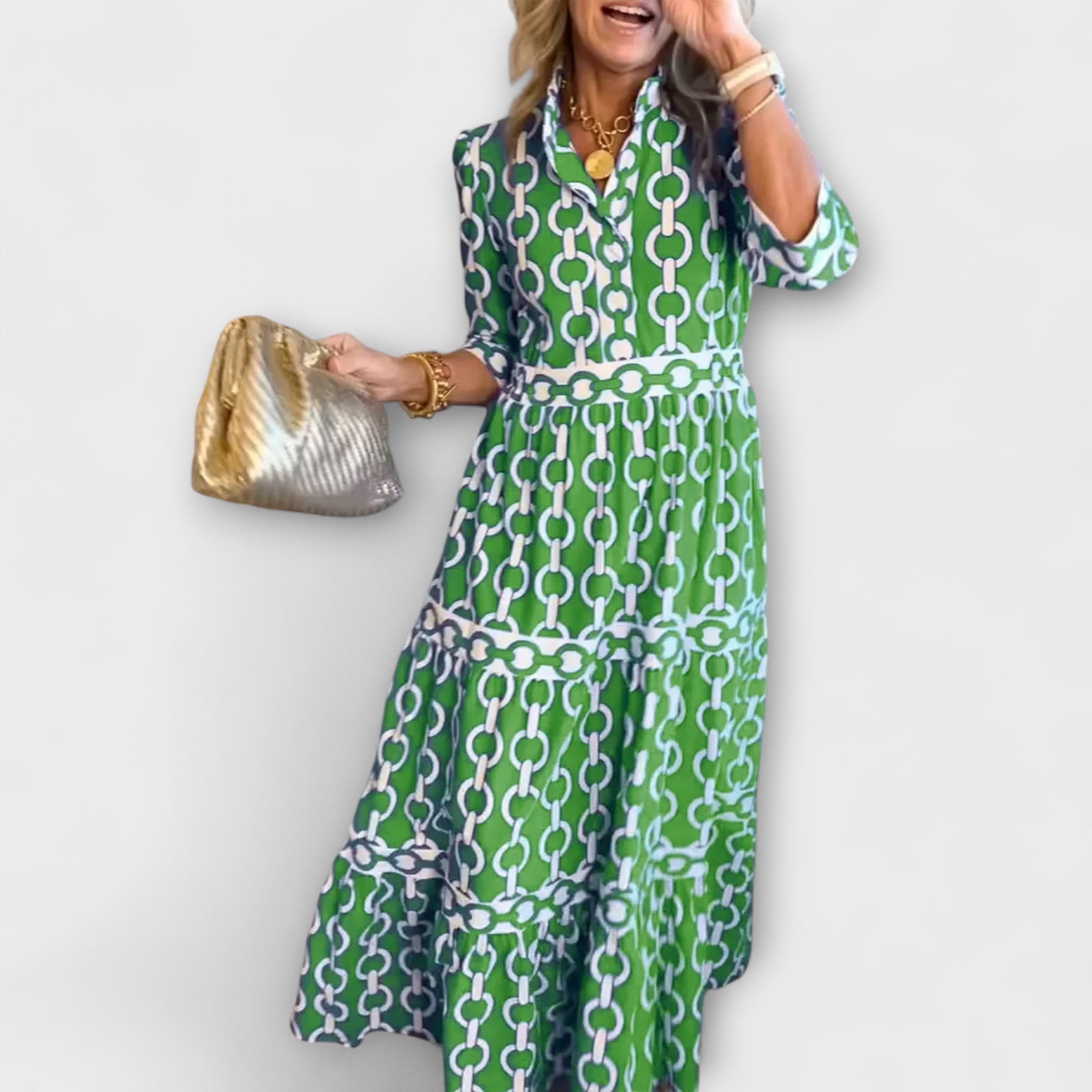 Sophia – Elegantní midi šaty s řetízky