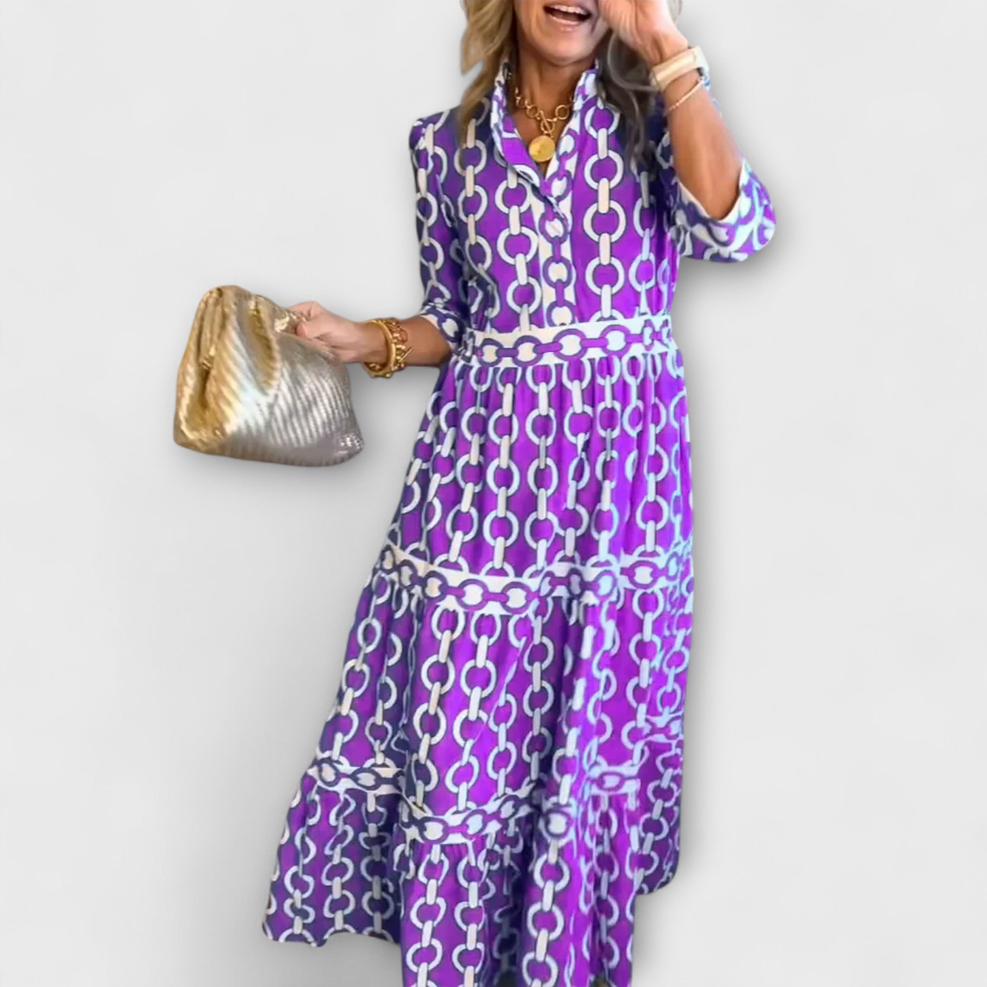 Sophia – Elegantní midi šaty s řetízky