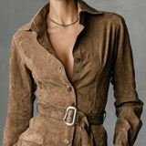 Adeline – Semišové midi šaty