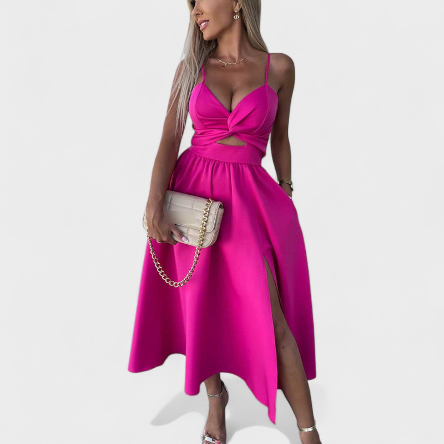 Cielo Divino – Elegantní midi šaty s rozparkem