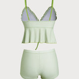 Sinine Ruuduline – Elegantní tankini komplet s volány