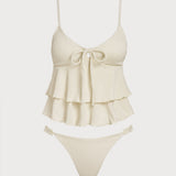 Off White – Vícevrstvý tankini komplet áčkového střihu