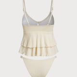Off White – Vícevrstvý tankini komplet áčkového střihu