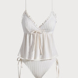 Off White – Elegantní tankini komplet s volánovou sukní