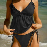 Off White – Elegantní tankini komplet s volánovou sukní