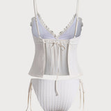 Off White – Elegantní tankini komplet s volánovou sukní