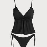 Off White – Elegantní tankini komplet s volánovou sukní