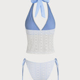 Sinine – Elegantní háčkovaný tankini komplet