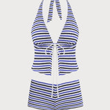 Sinine – Retro krajkový tankini komplet