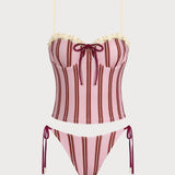 Kera – Červený pruhovaný tankini komplet